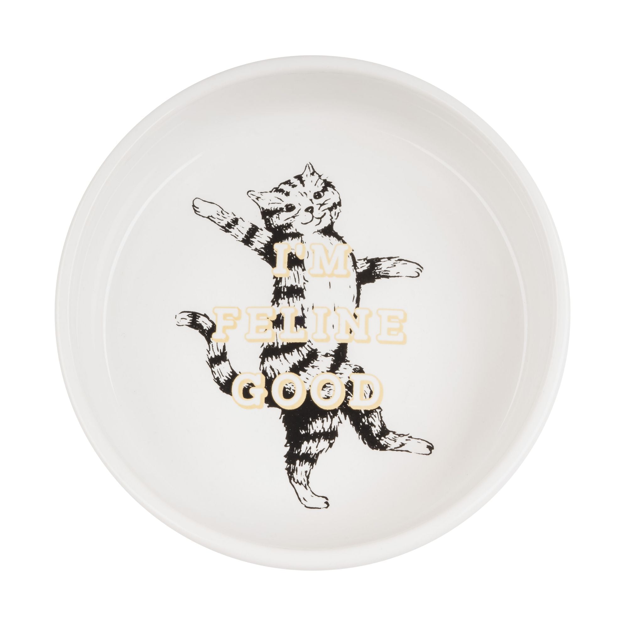 I'm Feline Good Ceramic Cat Bowl - White
