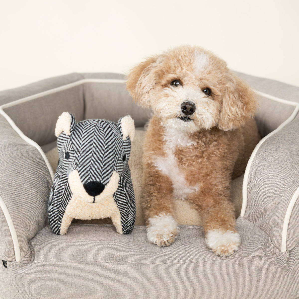 Herringbone Cuddle Bear Dog Toy