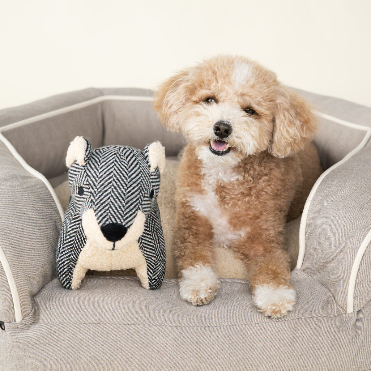 Herringbone Cuddle Bear Dog Toy