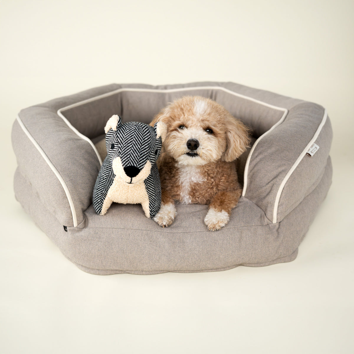 Herringbone Cuddle Bear Dog Toy