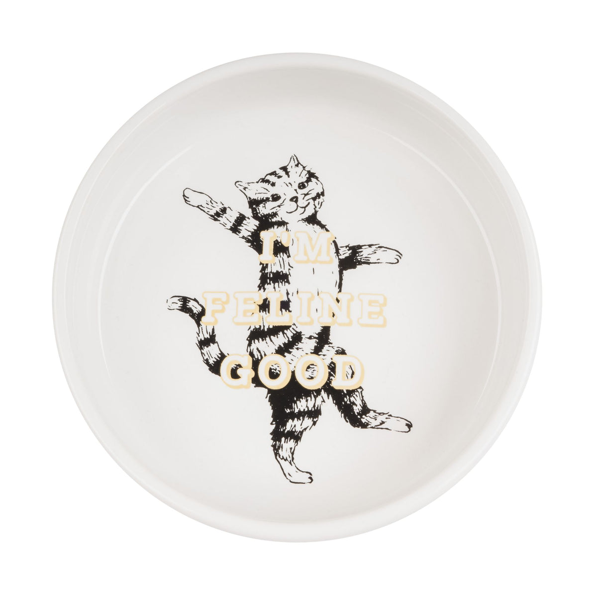 I&#39;m Feline Good Ceramic Cat Bowl - White