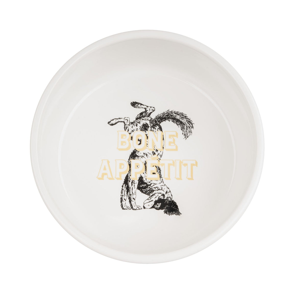 Bone Appetit Ceramic Dog Bowl - White