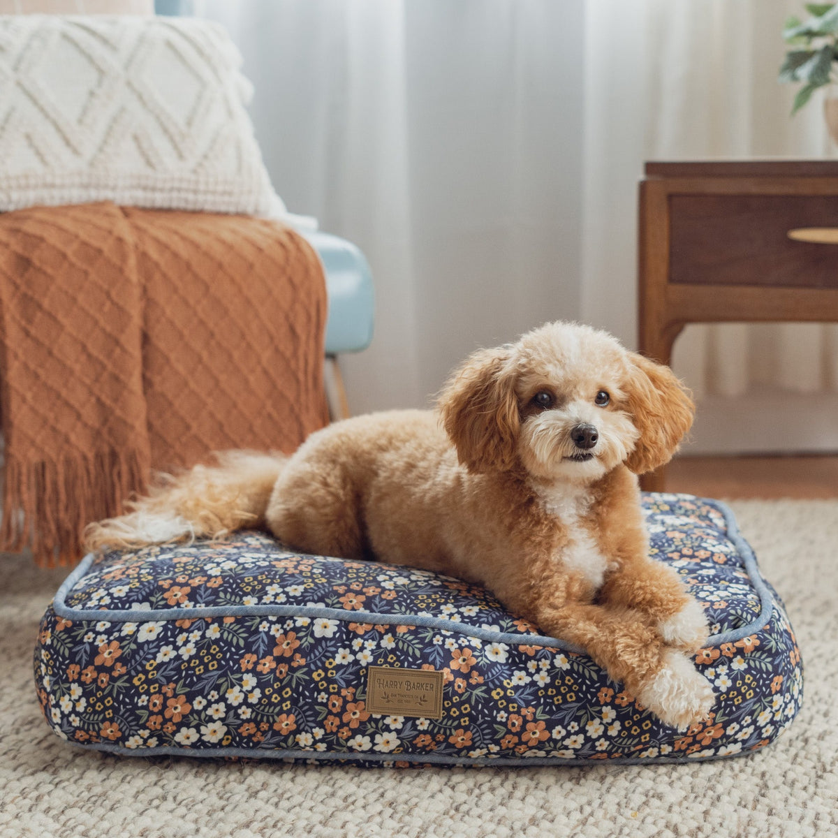 Calico Floral Rectangle Dog Bed