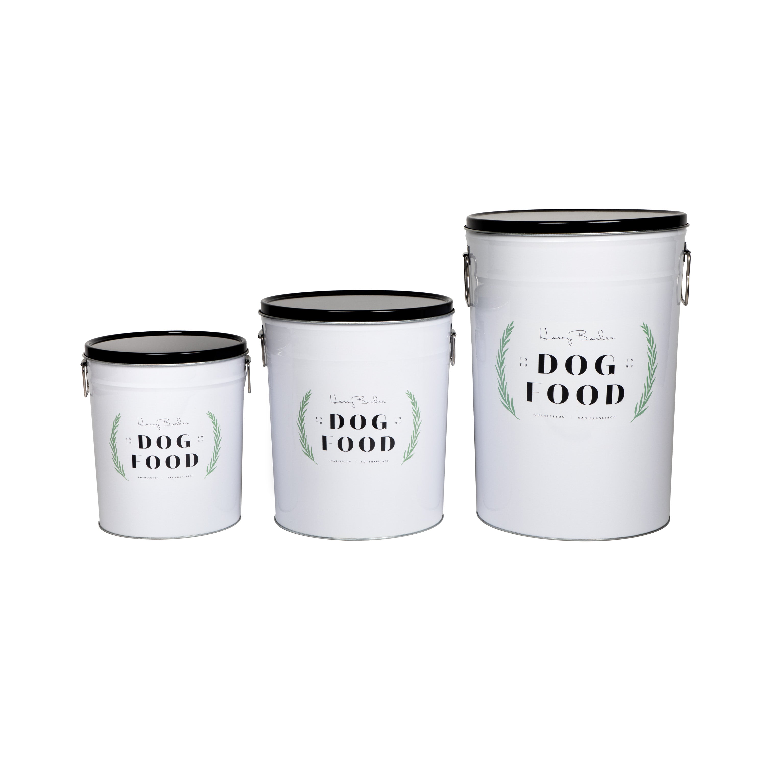 White metal clearance dog food container