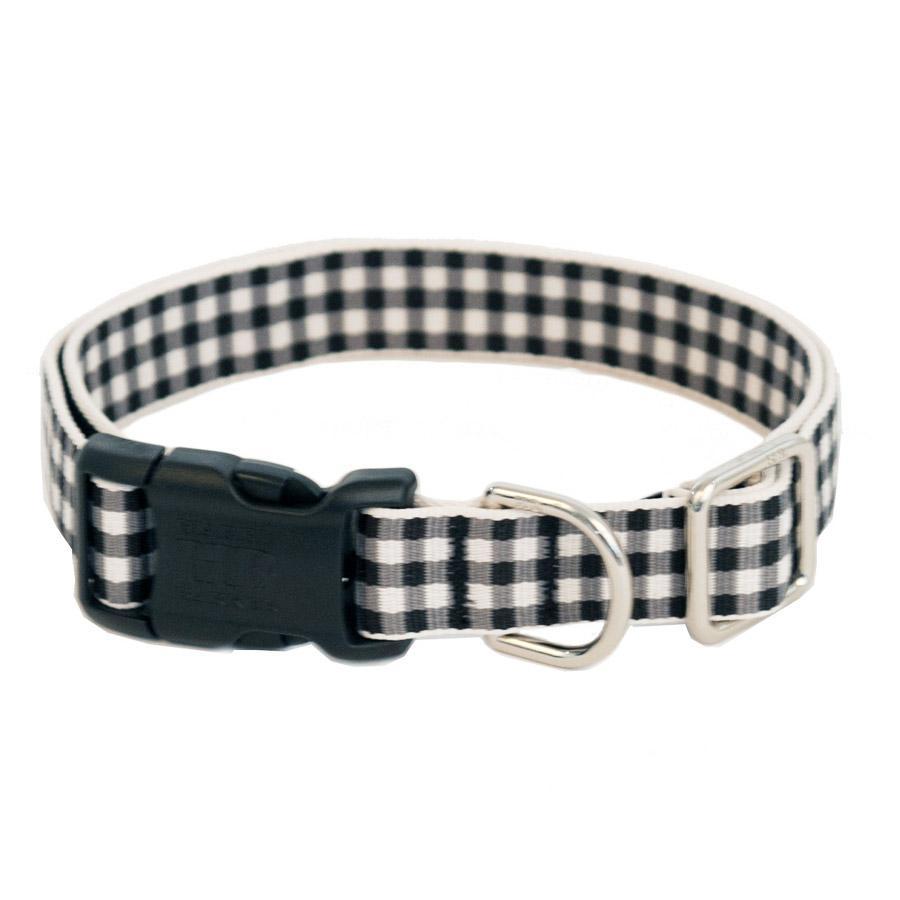 Personalized Dog Collar, Black and White Plaid Dog Collar